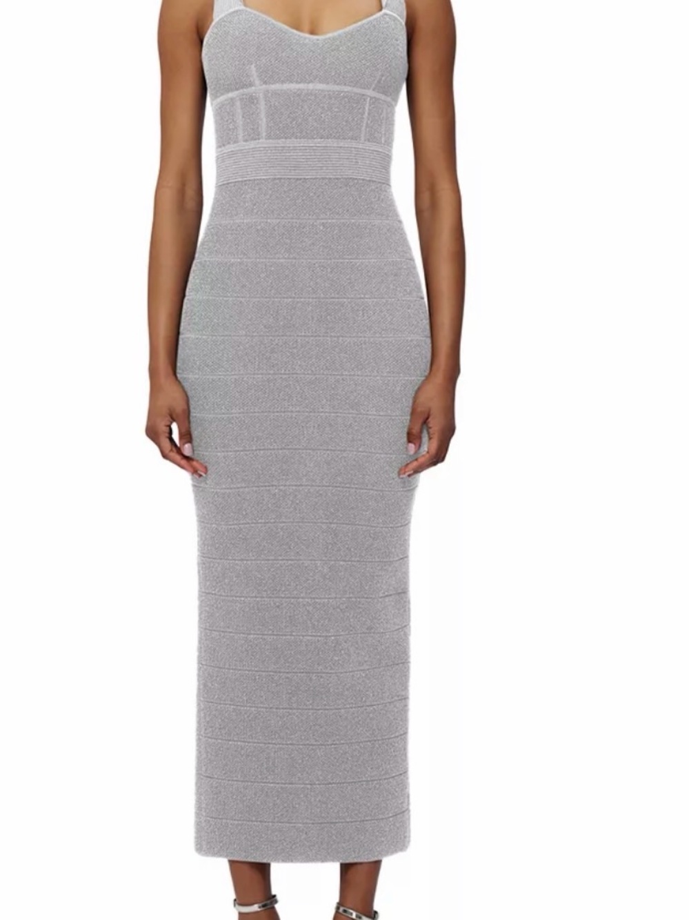 Hervé Legere Textured Lurex Sweetheart Gown